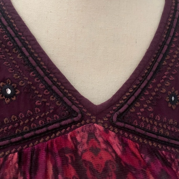 Vintage America Boho top Long sleeve burgundy shades size medium - Picture 5 of 9